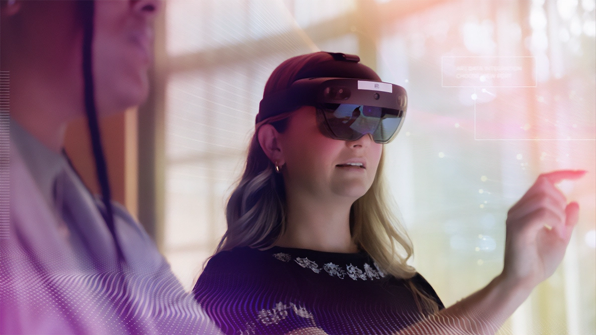 Woman wearing VR headset